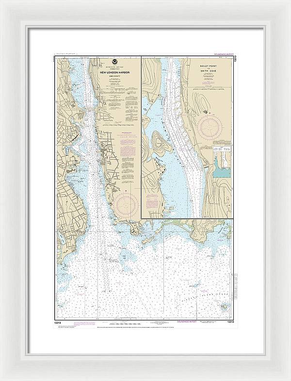 Nautical Chart-13213 New London Harbor-vicinity, Bailey Point-smith Cove - Framed Print