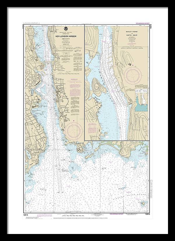 Nautical Chart-13213 New London Harbor-vicinity, Bailey Point-smith Cove - Framed Print