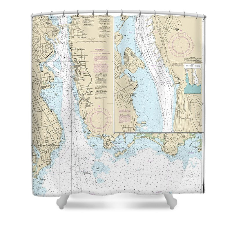 Nautical Chart 13213 New London Harbor Vicinity, Bailey Point Smith Cove Shower Curtain