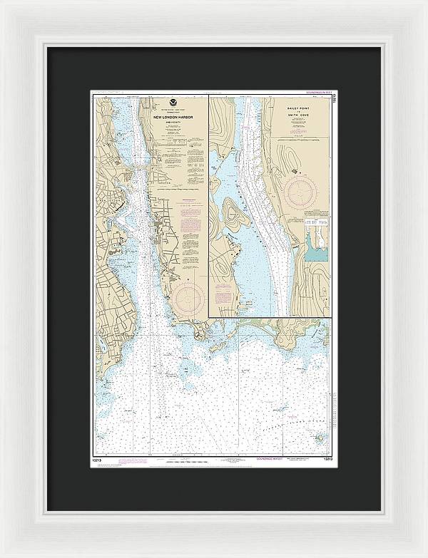 Nautical Chart-13213 New London Harbor-vicinity, Bailey Point-smith Cove - Framed Print