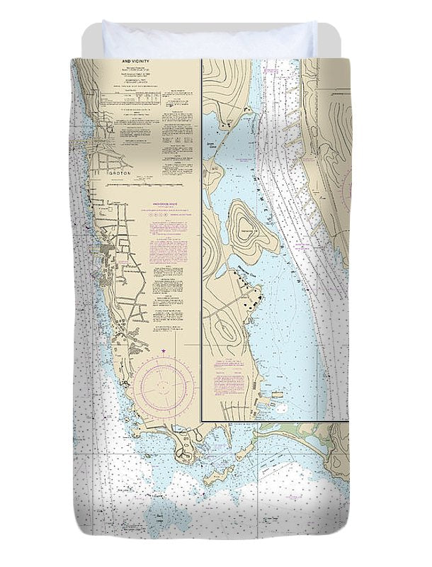 Nautical Chart-13213 New London Harbor-vicinity, Bailey Point-smith Cove - Duvet Cover