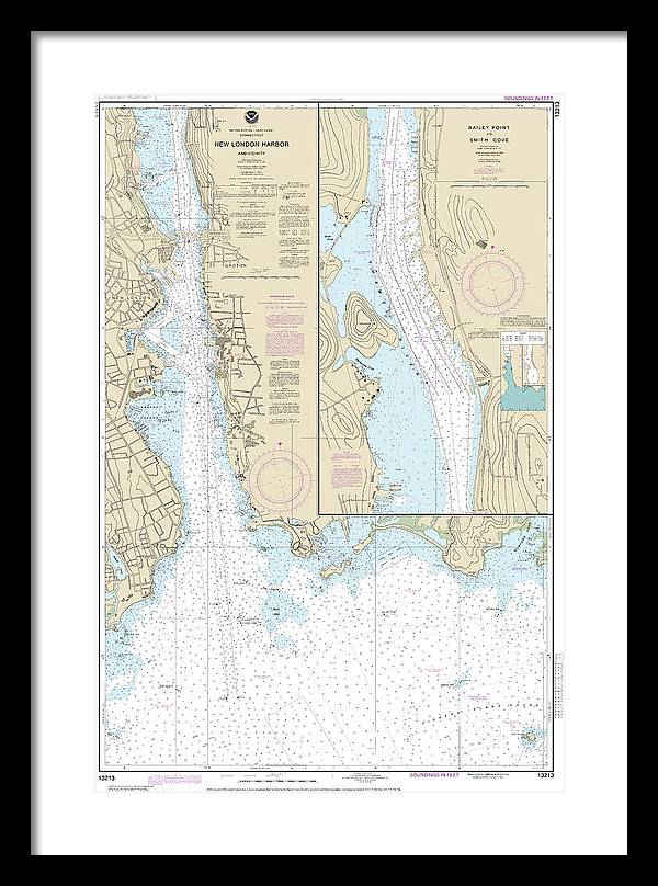 Nautical Chart-13213 New London Harbor-vicinity, Bailey Point-smith Cove - Framed Print