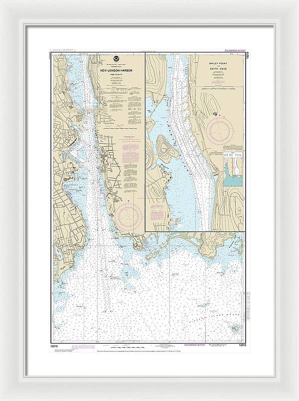 Nautical Chart-13213 New London Harbor-vicinity, Bailey Point-smith Cove - Framed Print