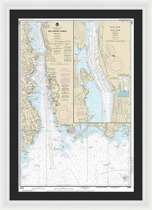 Nautical Chart-13213 New London Harbor-vicinity, Bailey Point-smith Cove - Framed Print