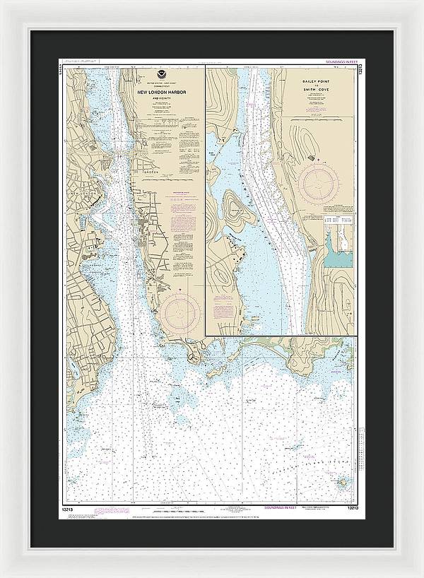 Nautical Chart-13213 New London Harbor-vicinity, Bailey Point-smith Cove - Framed Print