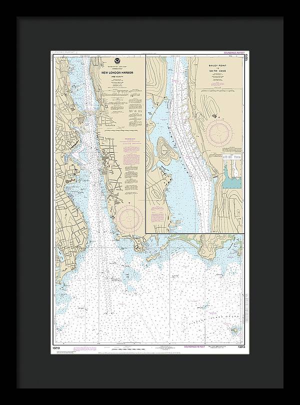 Nautical Chart-13213 New London Harbor-vicinity, Bailey Point-smith Cove - Framed Print