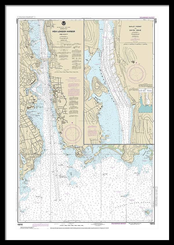 Nautical Chart-13213 New London Harbor-vicinity, Bailey Point-smith Cove - Framed Print