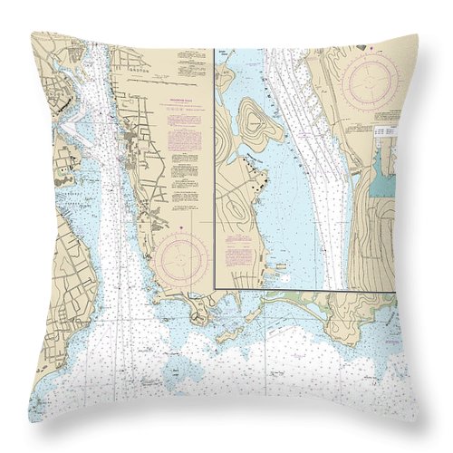 Nautical Chart-13213 New London Harbor-vicinity, Bailey Point-smith Cove - Throw Pillow