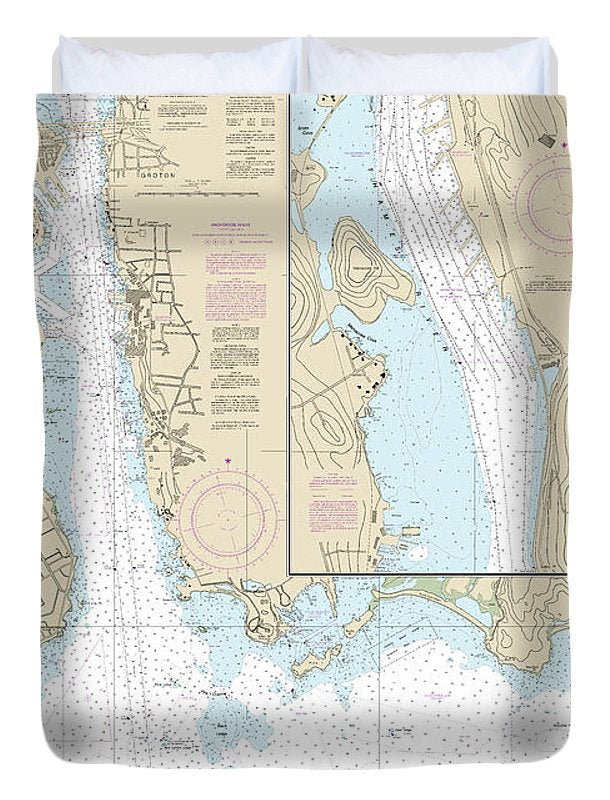 Nautical Chart-13213 New London Harbor-vicinity, Bailey Point-smith Cove - Duvet Cover