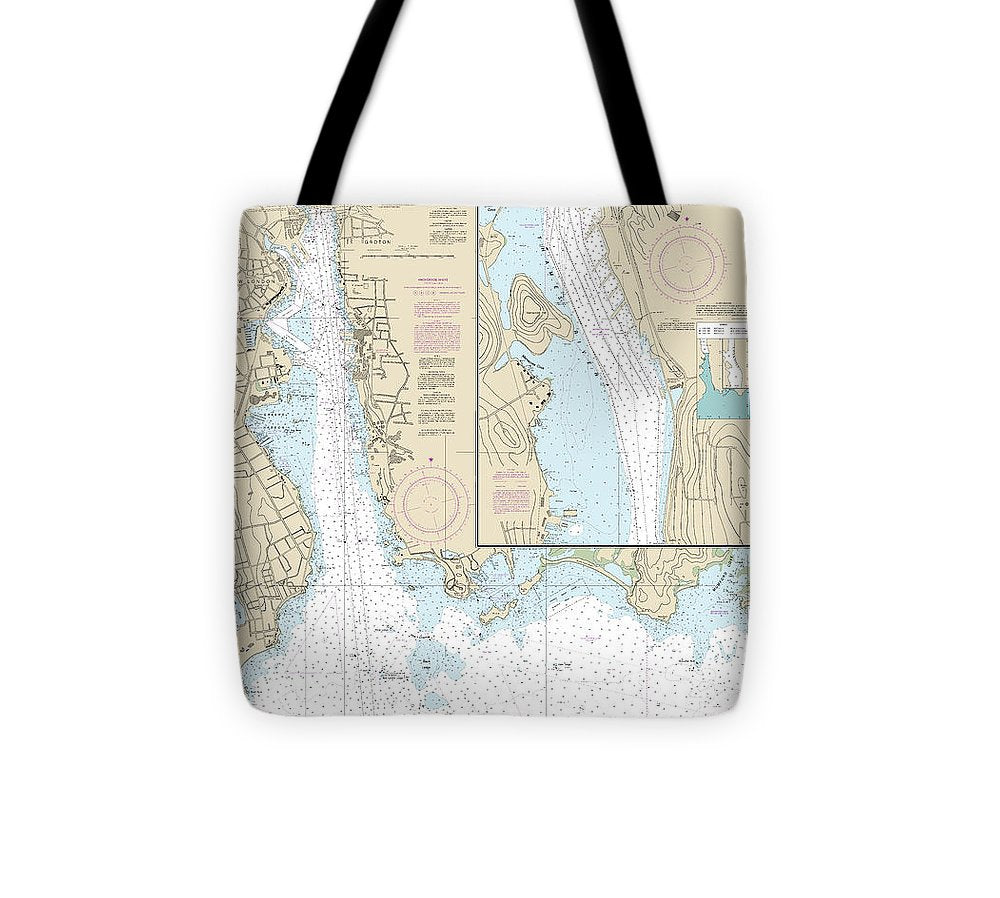 Nautical Chart 13213 New London Harbor Vicinity, Bailey Point Smith Cove Tote Bag