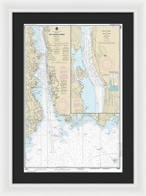 Nautical Chart-13213 New London Harbor-vicinity, Bailey Point-smith Cove - Framed Print