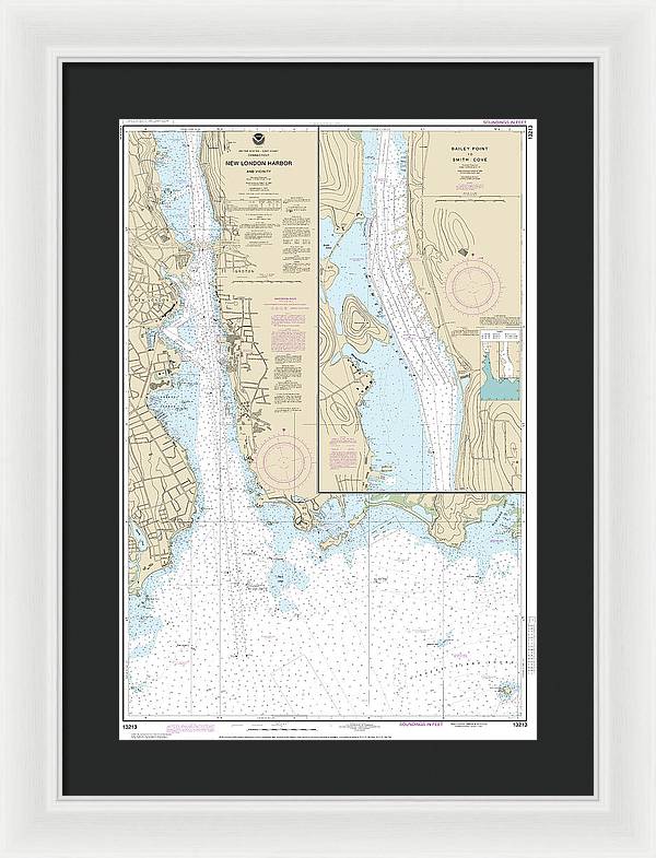 Nautical Chart-13213 New London Harbor-vicinity, Bailey Point-smith Cove - Framed Print