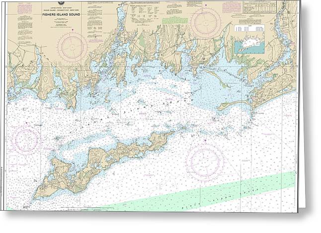 Nautical Chart-13214 Fishers Island Sound - Greeting Card