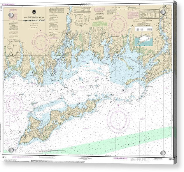 Nautical Chart-13214 Fishers Island Sound - Acrylic Print