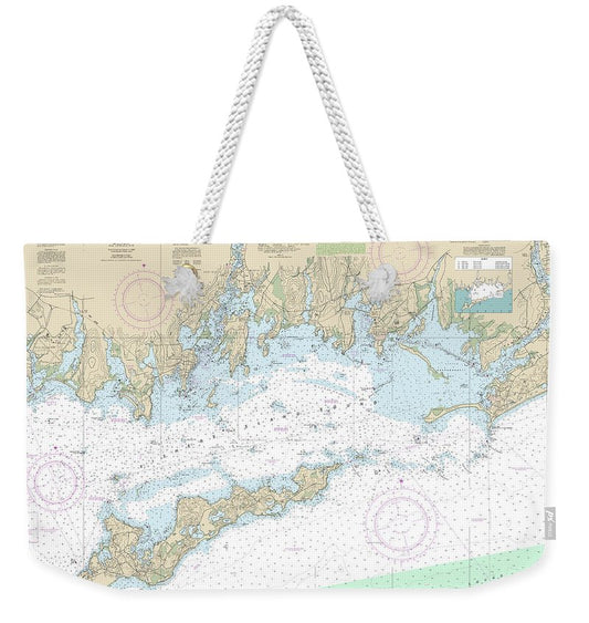 Nautical Chart-13214 Fishers Island Sound - Weekender Tote Bag