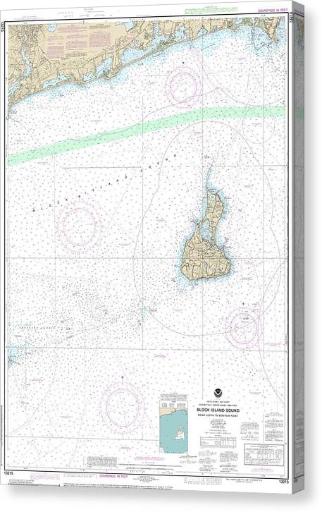 Nautical Chart-13215 Block Island Sound Point Judith-Montauk Point Canvas Print