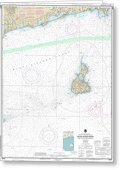 Nautical Chart-13215 Block Island Sound Point Judith-montauk Point - Greeting Card