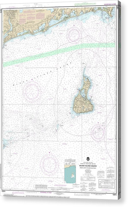Nautical Chart-13215 Block Island Sound Point Judith-Montauk Point  Acrylic Print