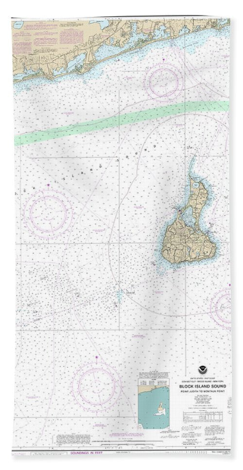 Nautical Chart-13215 Block Island Sound Point Judith-montauk Point - Beach Towel