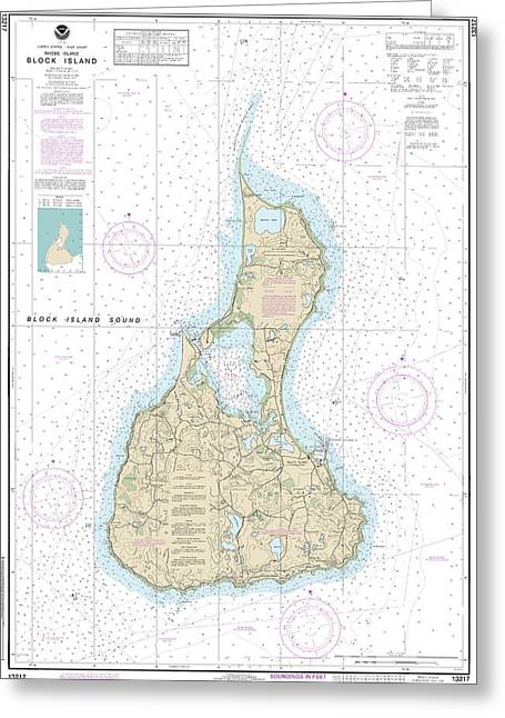 Nautical Chart-13217 Block Island - Greeting Card