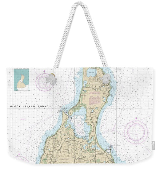 Nautical Chart-13217 Block Island - Weekender Tote Bag