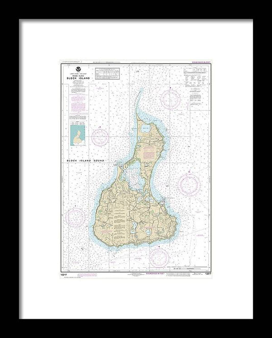 Nautical Chart-13217 Block Island - Framed Print