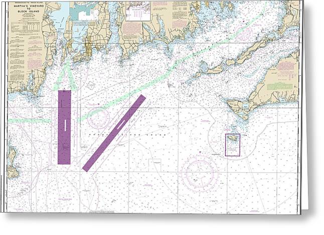 Nautical Chart-13218 Marthas Vineyard-block Island - Greeting Card