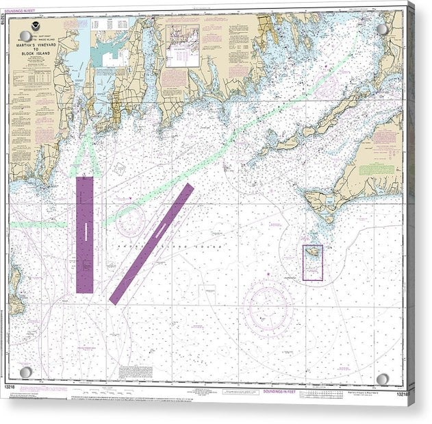 Nautical Chart-13218 Marthas Vineyard-block Island - Acrylic Print