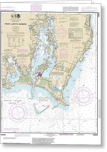 Nautical Chart-13219 Point Judith Harbor - Greeting Card