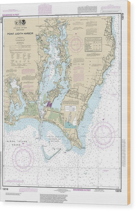Nautical Chart-13219 Point Judith Harbor Wood Print