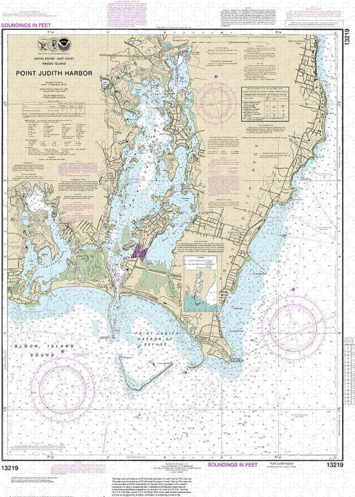 Nautical Chart-13219 Point Judith Harbor - Puzzle