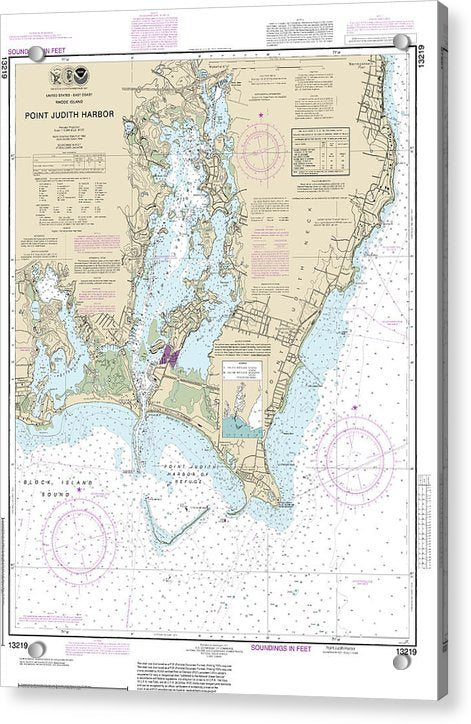 Nautical Chart-13219 Point Judith Harbor - Acrylic Print