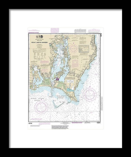 Nautical Chart-13219 Point Judith Harbor - Framed Print