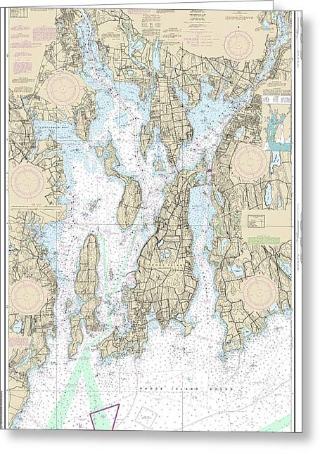 Nautical Chart-13221 Narragansett Bay - Greeting Card