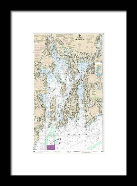 A beuatiful Framed Print of the Nautical Chart-13221 Narragansett Bay by SeaKoast