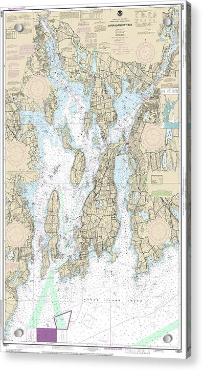 Nautical Chart-13221 Narragansett Bay - Acrylic Print