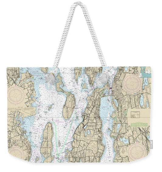 Nautical Chart-13221 Narragansett Bay - Weekender Tote Bag