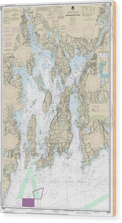 Nautical Chart-13221 Narragansett Bay Wood Print