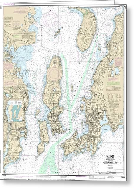 Nautical Chart-13223 Narragansett Bay, Including Newport Harbor - Greeting Card