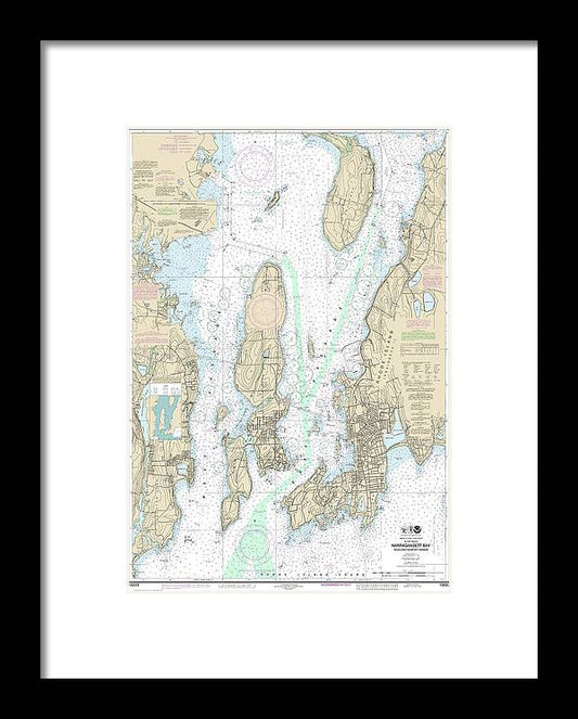 A beuatiful Framed Print of the Nautical Chart-13223 Narragansett Bay, Including Newport Harbor by SeaKoast