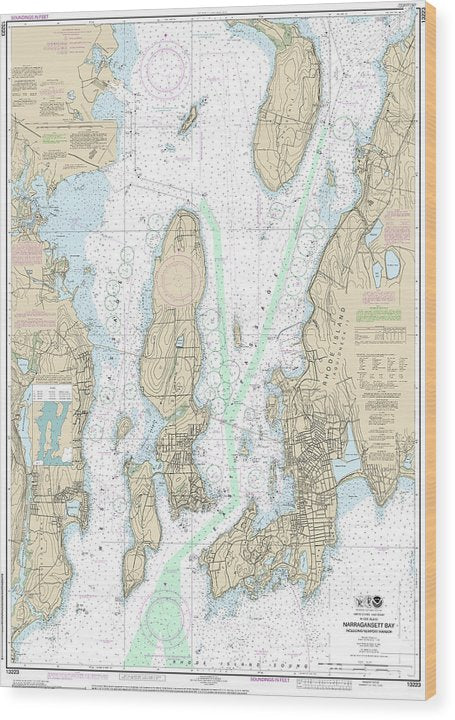Nautical Chart-13223 Narragansett Bay, Including Newport Harbor Wood Print