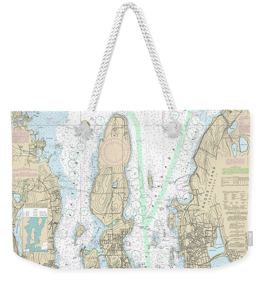 Nautical Chart-13223 Narragansett Bay, Including Newport Harbor - Weekender Tote Bag
