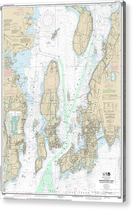 Nautical Chart-13223 Narragansett Bay, Including Newport Harbor  Acrylic Print