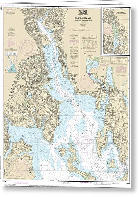 Nautical Chart-13224 Providence River-head-narragansett Bay - Greeting Card