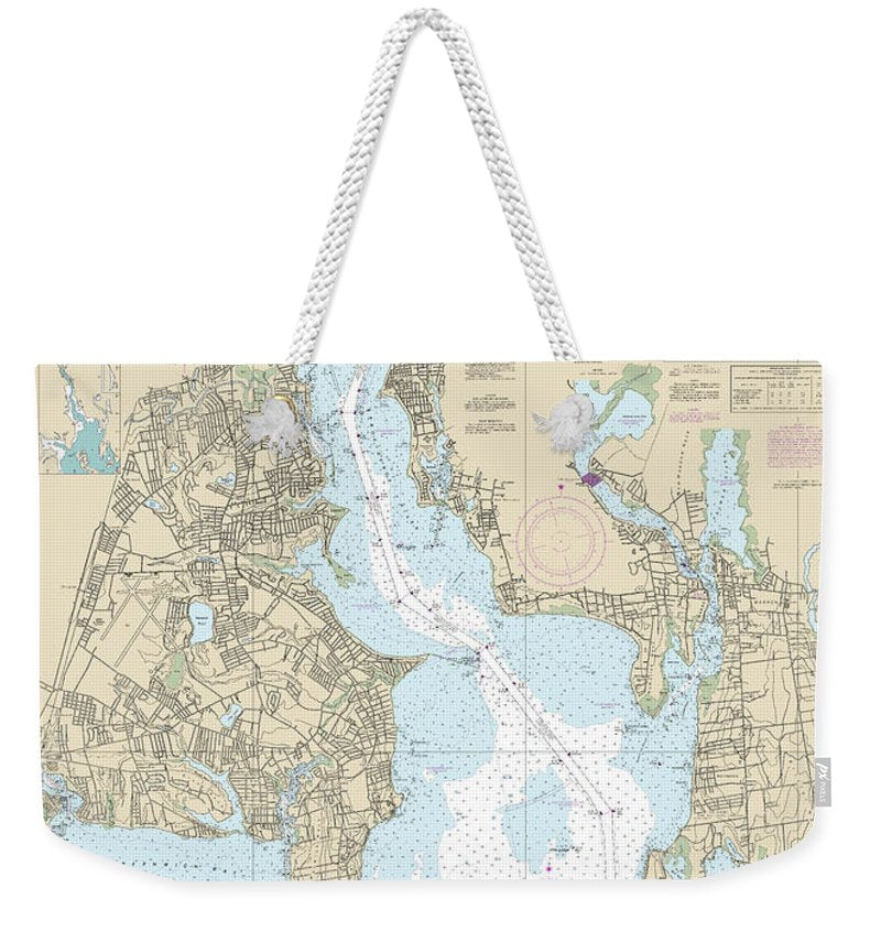 Nautical Chart-13224 Providence River-head-narragansett Bay - Weekender Tote Bag