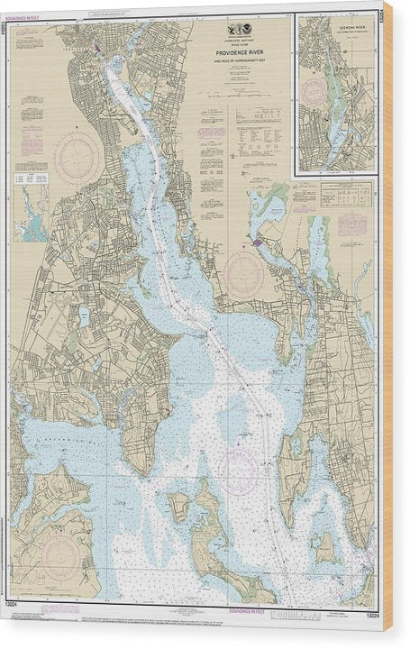 Nautical Chart-13224 Providence River-Head-Narragansett Bay Wood Print