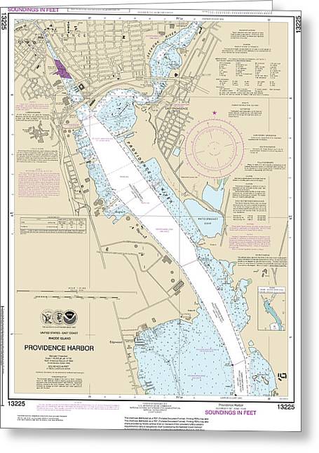 Nautical Chart-13225 Providence Harbor - Greeting Card