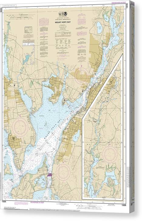 Nautical Chart-13226 Mount Hope Bay Canvas Print
