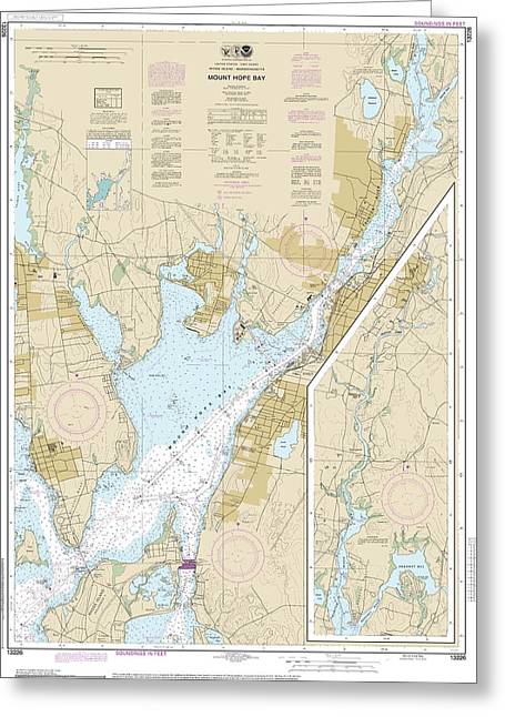 Nautical Chart-13226 Mount Hope Bay - Greeting Card