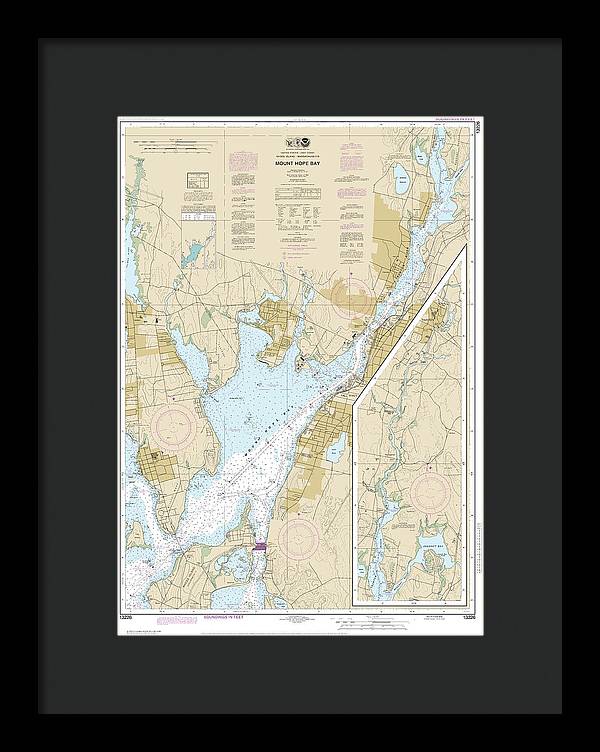 Nautical Chart-13226 Mount Hope Bay - Framed Print